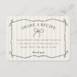 Tarjeta De Recepción Coqueta Negra Bow Beige Bridal Comparte Una Receta