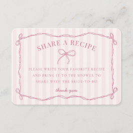 Tarjeta De Recepción Coqueta Rosa Bow Pastel Bridal Comparte Una Receta