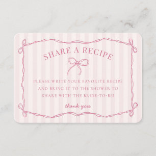 Tarjeta De Recepción Coqueta Rosa Bow Pastel Bridal Comparte Una Receta