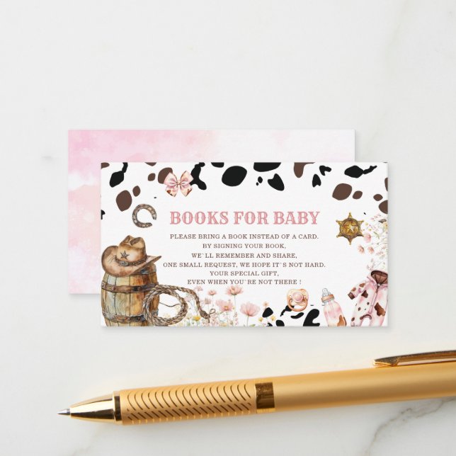 Tarjeta De Recepción Coqueto acuarela Pequeña vaquera Rodeo País (Anverso/Reverso In Situ)