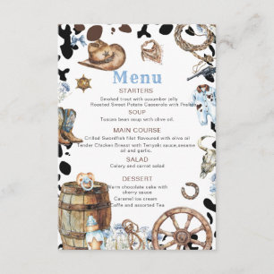 Tarjeta De Recepción Coqueto acuarela Pequeño Vaquero Rodeo Country bab