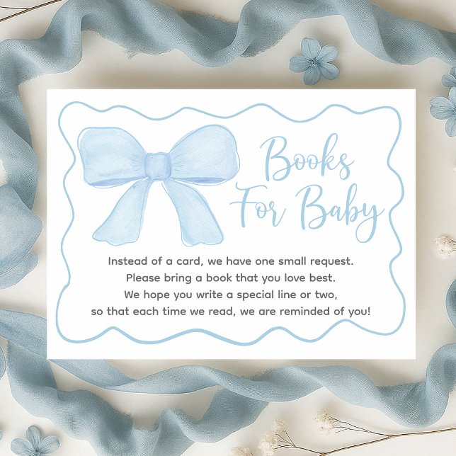 Tarjeta De Recepción Coquette Blue Bow Baby Shower Books Para El Bebé (Subido por el creador)