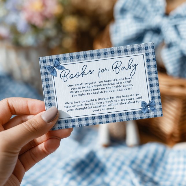 Tarjeta De Recepción Coquette Bow Blue Jeans Denim Books Baby Shower (Coquette Bow Blue Jeans Denim Books Baby Shower Enclosure Card)