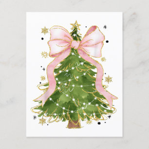 Tarjeta De Recepción Coquette Bow Christmas Tree Holiday Outfit W