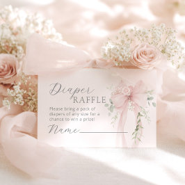 Tarjeta De Recepción Coquette Bow Greenery Diaper raffle