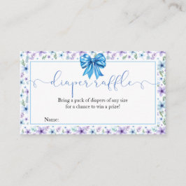 Tarjeta De Recepción Coquette Bow Wildflowers Blue Diaper Raffle Card
