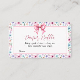 Tarjeta De Recepción Coquette Bow Wildflowers Floral Diaper Raffle Card