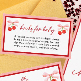 Tarjeta De Recepción Coquette Cherry Baby Shower Books para el bebé