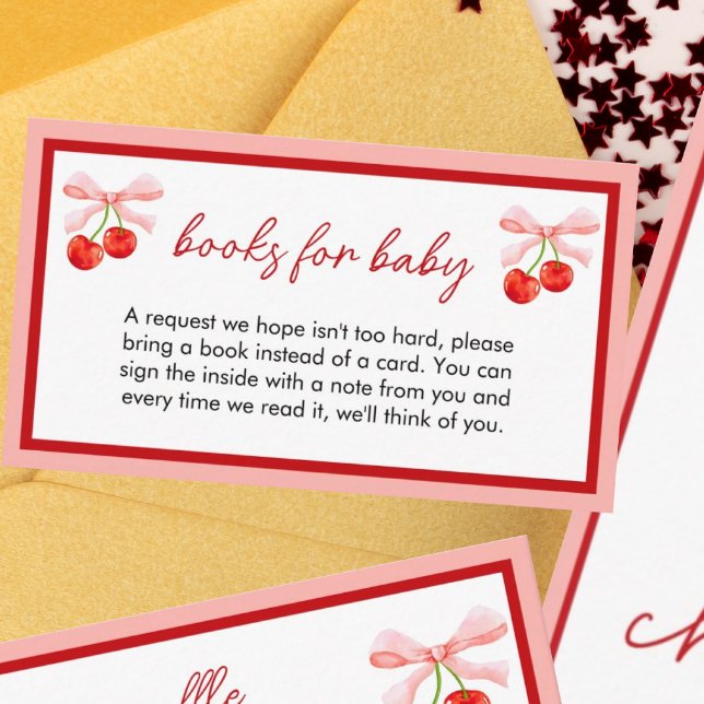 Tarjeta De Recepción Coquette Cherry Baby Shower Books para el bebé (Subido por el creador)