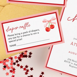 Tarjeta De Recepción Coquette Cherry Baby Shower Diaper Raffle