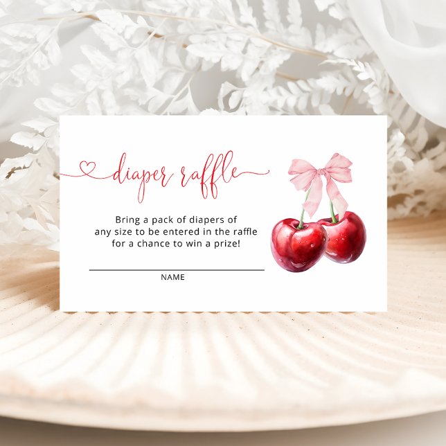 Tarjeta De Recepción Coquette Cherry Baby Shower Diaper Raffle (Subido por el creador)