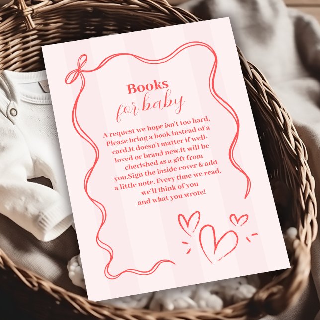 Tarjeta De Recepción Coquette de rayas rosadas dobla libros para bebé (Subido por el creador)