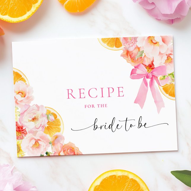 Tarjeta De Recepción Coquette Floral Bridal Shower Receta (Subido por el creador)