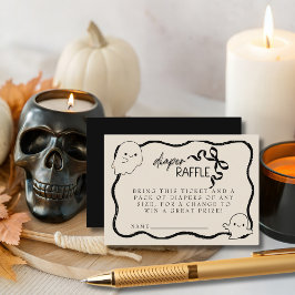 Tarjeta De Recepción Coquette Little Boo bow Diaper Raffle Baby Shower