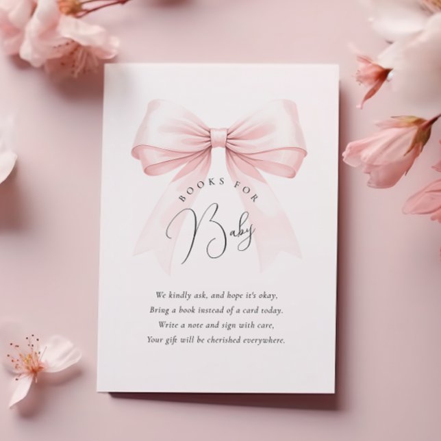 Tarjeta De Recepción Coquette Pink Bow Baby Shower Books para el bebé (Subido por el creador)
