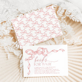 Tarjeta De Recepción Coquette Pink Bow Books para la ducha de bebé