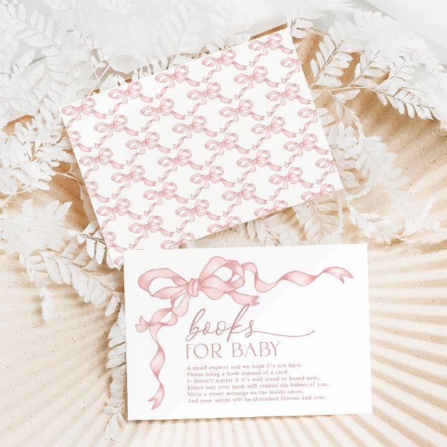 Tarjeta De Recepción Coquette Pink Bow Books para la ducha de bebé (Subido por el creador)