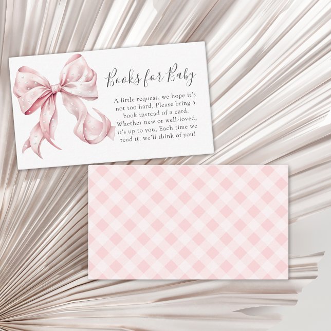 Tarjeta De Recepción Coquette Pink Bow Pearl Baby Shower Books para beb (Subido por el creador)