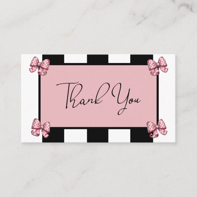 Tarjeta De Recepción Coquette Pink Bows Strike Baby Shower Gracias (Anverso)