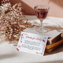 Tarjeta De Recepción Coquette Pink Cherry Baby Shower Books para el beb