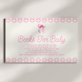 Tarjeta De Recepción Coquette Rosa Bow Baby Shower Books Para El Bebé
