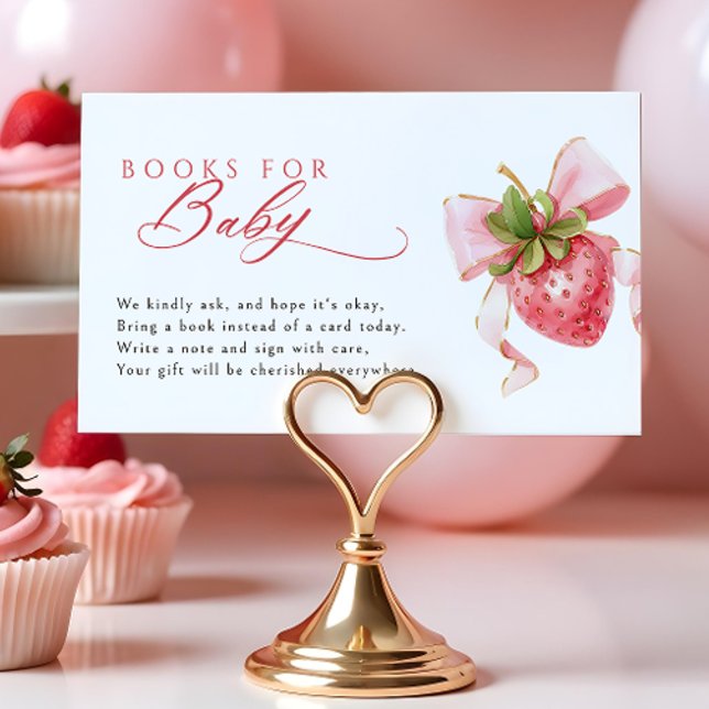 Tarjeta De Recepción Coquette Strawberry Baby Shower Books para el bebé (Subido por el creador)