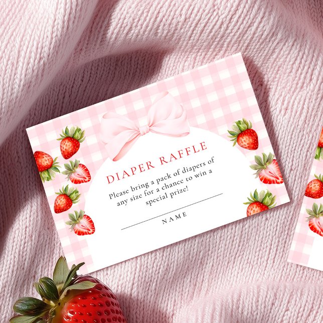 Tarjeta De Recepción Coquette Strawberry Baby Shower Diaper Raffle (Subido por el creador)