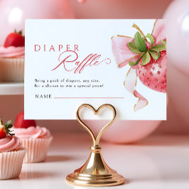 Tarjeta De Recepción Coquette Strawberry Baby Shower Diaper Raffle