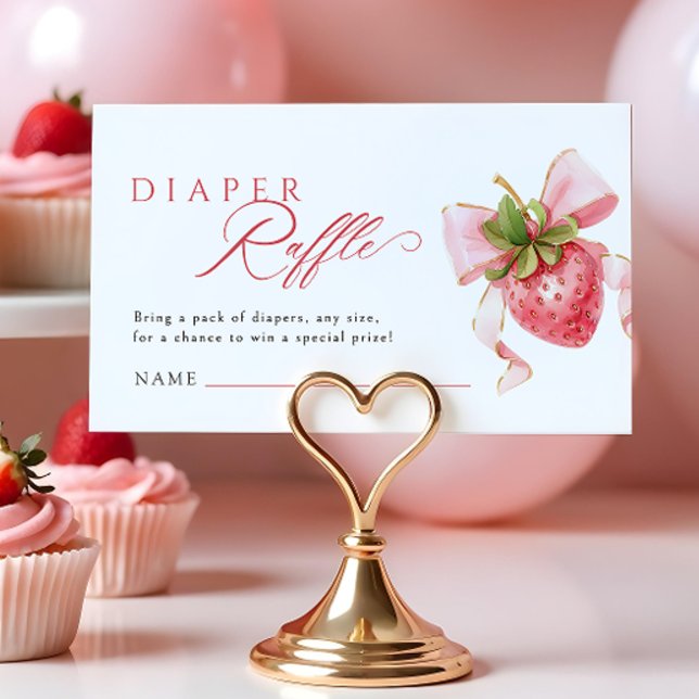Tarjeta De Recepción Coquette Strawberry Baby Shower Diaper Raffle (Subido por el creador)