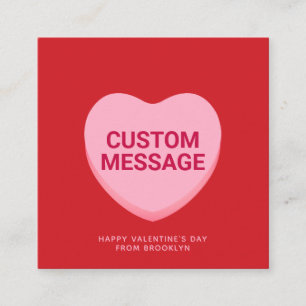 Tarjeta De Recepción Coração de conversa de mensagem personalizada rosa