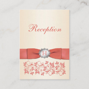 Tarjeta de recepción Coral Champagne Floral Weddin
