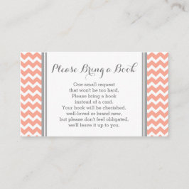 Tarjeta De Recepción Coral Chevron Baby Shower Book Request Card
