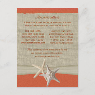 Tarjeta De Recepción Coral Sunshine Beach Wedding Direcciones Insertar