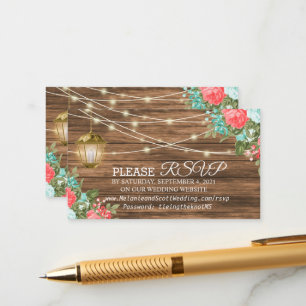 Tarjeta De Recepción Coral y Verde azulado - Rsvp y Registro - Sitio We