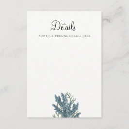 Tarjeta De Recepción Corales Azules Bajo El Boda Del Mar