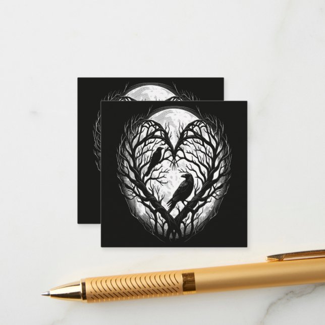 Tarjeta De Recepción Corazón Árbol Cuervo Cuervo  (Anverso/Reverso In Situ)