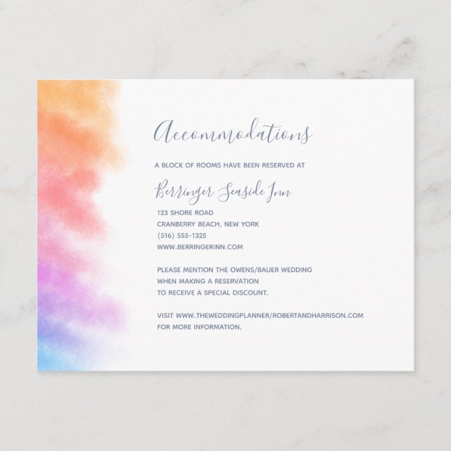 Tarjeta De Recepción Corazón arcoiris lleno de alegría Boda (Anverso)