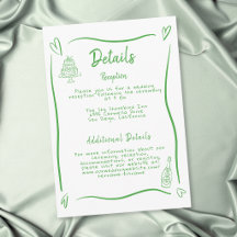 Corazón caprichoso dibujado a mano verde Boda