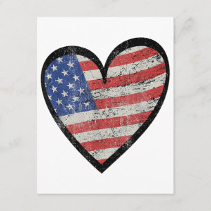 Tarjeta De Recepción Corazón de bandera americana rojo blanco azul lind
