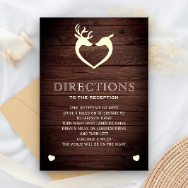 Tarjeta De Recepción Corazón de Ciervo Elegante Direcciones de Madera R