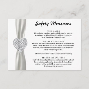 Tarjeta De Recepción Corazón de Diamante Cinta Blanca Medidas de Seguri
