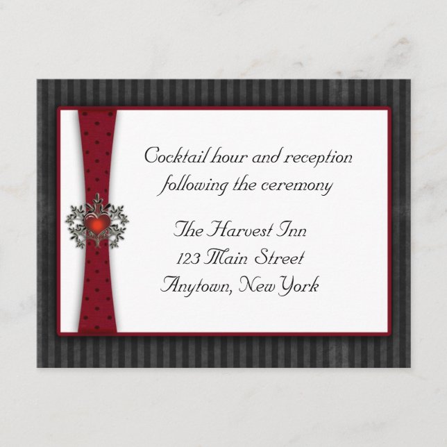 Tarjeta de recepción Corazón de Marrón Negro (Anverso)