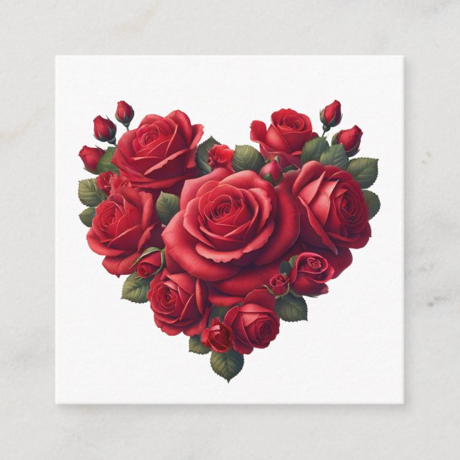 Tarjeta De Recepción Corazón de Rosas - Arte romántico floral (Anverso)