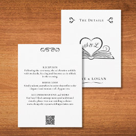 Tarjeta De Recepción Corazón libresco monograma detalles de boda de bib