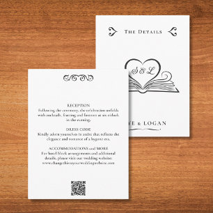Tarjeta De Recepción Corazón libresco monograma detalles de boda de bib