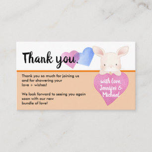Tarjeta De Recepción Corazón Naranja Conejito Bebé Lindo Conejo Gracias