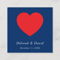 Corazón Rojo Azul Moderno Minimalista Boda