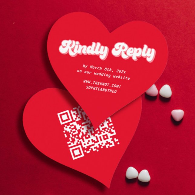 Tarjeta De Recepción Corazón Rojo y Rosa Valentines Boda RSVP DIY (Subido por el creador)