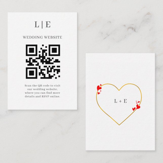 Tarjeta De Recepción Corazón Romántico Floral (Anverso / Reverso)