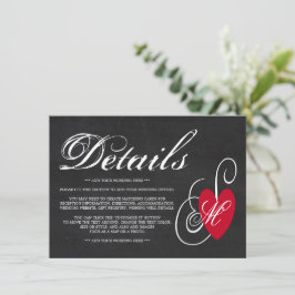 Tarjeta De Recepción Corazón Vintage Fancy - Detalle del Boda Chalkboar